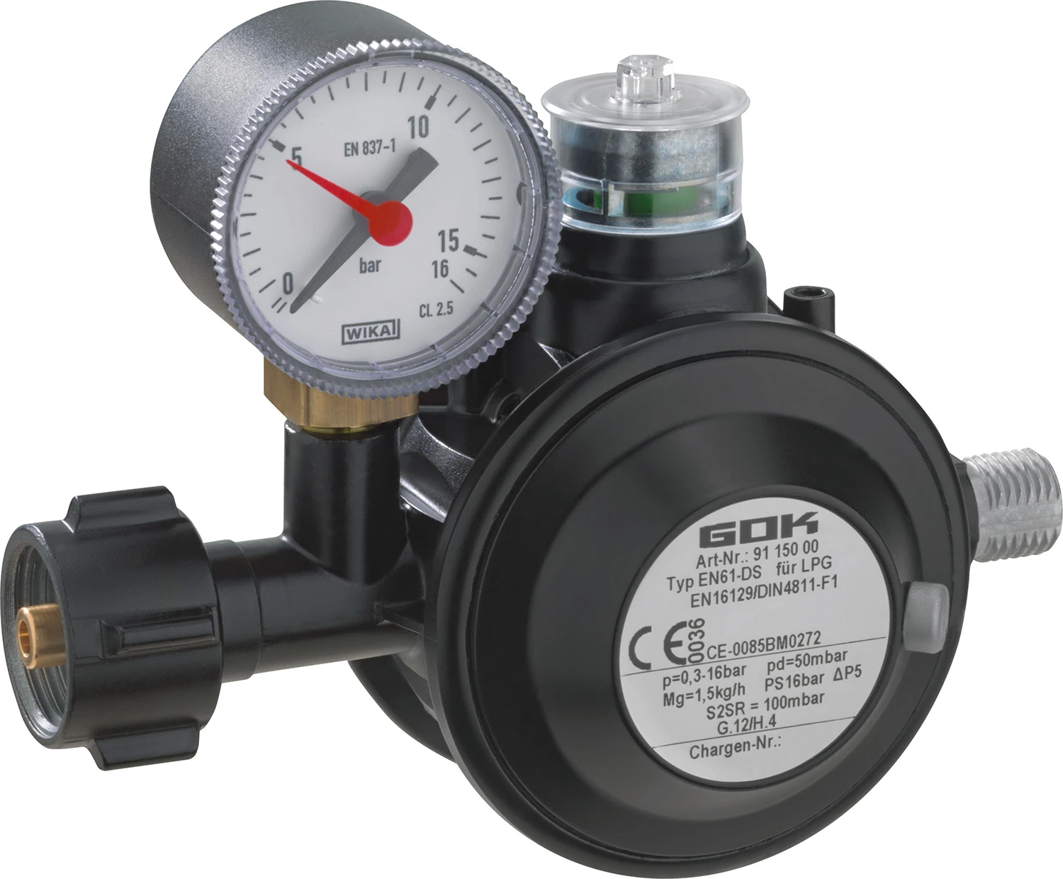 GOK Sicherheits Gasdruckregler PRO 50 Mbar Für Gasflaschen (KLF) 3 GOK Sicherheits Gasdruckregler PRO 50 Mbar Für Gasflaschen (KLF)