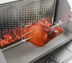 Thüros Holzkohlegrill T4-F / Edelstahl Säulengrill 40x60 Cm Fahrbar Inkl. Windansteckblech Und Kohleschacht -Camping Geschäft 22394 Thueros Kohleschacht fuer Seitenhitze