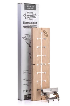 Axtschlag Flammlachsbrett Premium Line Kirsche - Extra Lang - Schraubhalterung - Mit Patentierter Halterung Für Feuerstelle, Grillrost Und Gasgrill