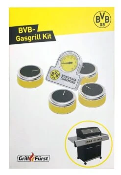 Grillfürst G520G 5-Brenner Gasgrill Borussia Dortmund Edition Mit Hochtemperaturbrenner, Heckbrenner Und Gusseisen Rosten -Camping Geschäft BVB Gasgrill Kit 7