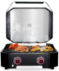 COZZE Plancha 600 / Plancha Grill Mit 2 Gusseisen Grillplatten -Camping Geschäft COZZE Plancha 600 2 Brenner Gasgrill Food