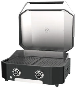 COZZE Plancha 600 / Plancha Grill Mit 2 Gusseisen Grillplatten -Camping Geschäft COZZE Plancha Grill 600 2 Brenner open