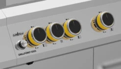 Grillfürst G521G 5-Brenner Edelstahl-Gasgrill Borussia Dortmund Edition Mit Hochtemperaturbrenner, Heckbrenner Und Gusseisen Rosten -Camping Geschäft G521 BVB Drehregler Bedienblende Dortmund Grill Edelstahl