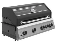 Camping Geschäft 12 Grillfürst G490E 4-Brenner Einbaugrill - Black Edition - Mit Heckbrenner Und Edelstahl Rosten