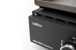 Grillfürst Plancha Grill - 2 Brenner Mit Insgesamt 7 KW Und Edelstahl Plancha - Inkl. 2 Stk. Plancha Spatel Und Grillzange -Camping Geschäft Grillfuerst Gas Planchagrill Blende schwarz 1