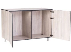 Grillfürst Outdoor Küche Schrank Modul Groß OKS130 Eiche -Camping Geschäft Grillfuerst Outdoor Kueche Schrank Modul gross Tuer offen Eiche