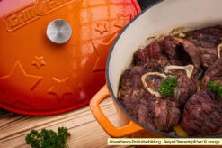 Grillfürst Dutch Oven Sternentöpfchen / Gusseisen Bräter - Emailliert - XL - Lila -Camping Geschäft Grillfuerst Sternentoepfchen XL Beispiel Rippchen