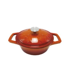 Grillfürst Dutch Oven Sternentöpfchen / Gusseisen Bräter - Emailliert - S - Orange