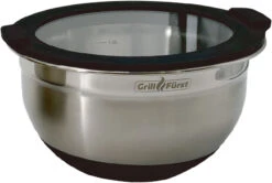 Grillfürst BBQ 3er Edelstahlschüssel Set Mit Glasdeckel -Camping Geschäft Grillfuerst edelstahl Schuessel klein Glasdeckel