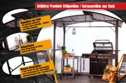 Grillfürst Premium Grillpavillon Aus Stahl Mit Wetterfestem Metalldach Und Ablageflächen -Camping Geschäft Grillfuest Grillpavillon Stahl Highlights
