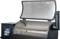 Moesta Pelletgrill Sheriff Inklusive Bambus Ablagebrett - Modell 2023 -Camping Geschäft Moesta Sheriff Pelletgrill Deckel Garkammer 10593