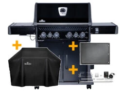 Napoleon Rogue SE 525 Gasgrill - All-black - Mit Sizzle Zone Und Heckbrenner - Grillfürst Edition - X-DEAL Inkl. Abdeckhaube, Gussplatte Und Drehspieß-Set - Modell 2022