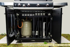 Outdoorchef Dualchef S 425 G Edelstahl Gasgrill Mit Seitenkocher + Blazing Zone Infrarotbrenner + DGS Gusseisen Grillrost 2 Stk. + DGS Gemüse Grillrost 2 Stk. -Camping Geschäft Outdoorchef Dualchef S 425 G Unterschrank 1
