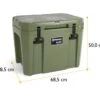 Petromax Kühlbox 50 Liter Oliv - Inkl. Sitzkissen, Haft-Unterlage Und Einsatzkorb -Camping Geschäft Petromax Kuehlbox kx50 oliv Abmessungen aussen