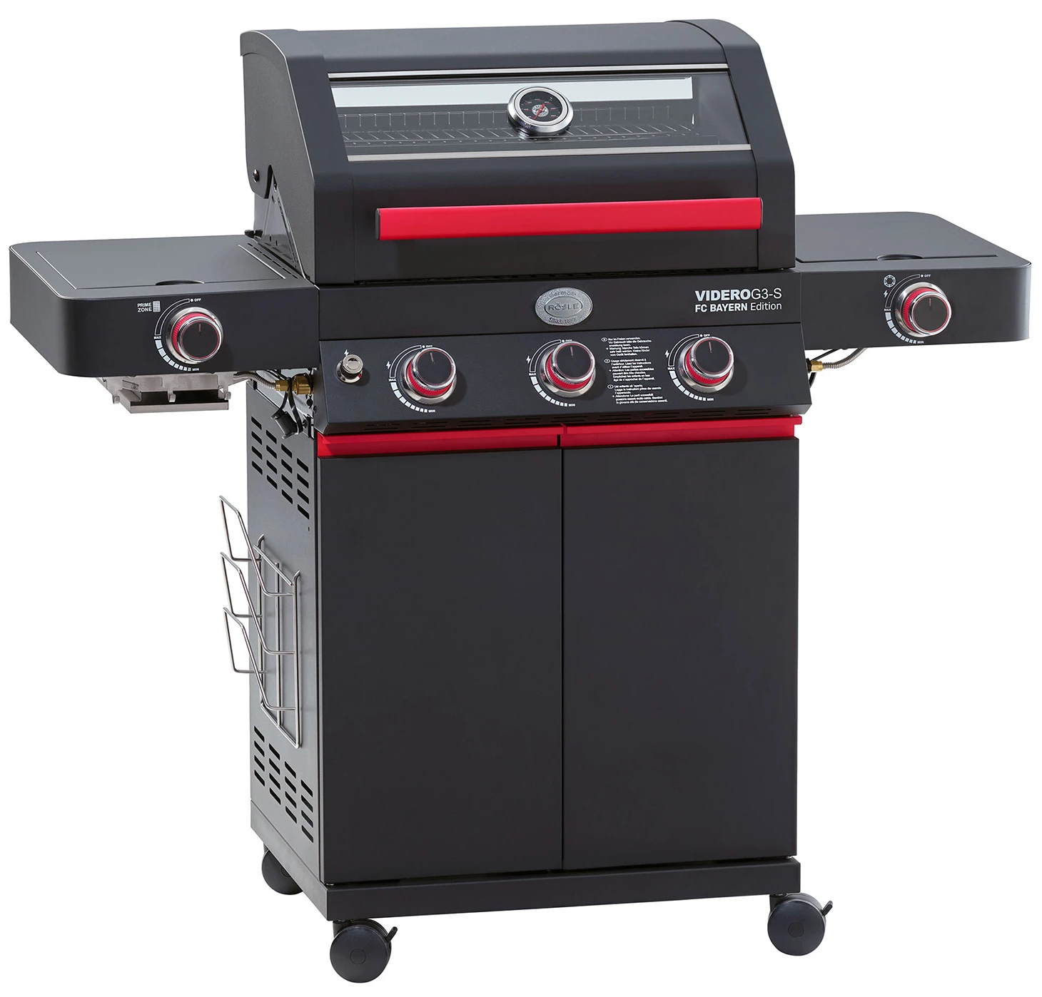 Rösle Videro G3-S VARIO+ Schwarz Gasgrill - FC Bayern Edition - Inkl. FC Bayern Abdeckhaube, Barbecue Grillzange Und Burgerpresse 4 Rösle Videro G3-S VARIO+ Schwarz Gasgrill - FC Bayern Edition - Inkl. FC Bayern Abdeckhaube, Barbecue Grillzange Und Burgerpresse – Bild 2