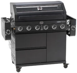 Rösle Gasgrill Videro Pro G6-S Vario+ Mattschwarz - Modell 2023 -Camping Geschäft Roesle Videro Pro G6 S Gasgrill Vario Seitenablagen abgeklappt