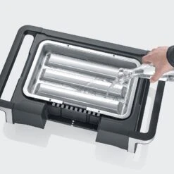 Severin Elektro Tischgrill SENOA Digital Boost - Boost Zone 500°C - 3.000 W -Camping Geschäft Severin Elektrogrill Senoa pg8114 aluschale