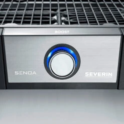 Severin Elektro Tischgrill SENOA Boost - Boost Zone 500°C - 3.000 W -Camping Geschäft Severin Senoa boost s PG8113 Drehknopf beleuchtet blau