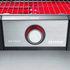 Severin Elektro Tischgrill SENOA Boost - Boost Zone 500°C - 3.000 W -Camping Geschäft Severin Senoa boost s PG8113 Drehknopf beleuchtet rot