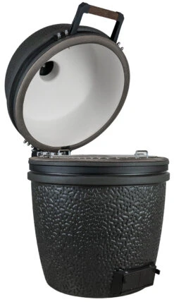 The Bastard Keramikgrill VX Large - Solo - Schwarz Matt - Modell 2023 -Camping Geschäft The Bastard VX Keramikgrill Large Solo offen links