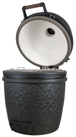 The Bastard Keramikgrill VX Large - Solo - Schwarz Matt - Modell 2023 -Camping Geschäft The Bastard VX Keramikgrill Large Solo offen rechts